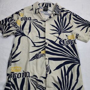 Corona Logo Shirt Mens Small Button Up Beer Lightweight Breathable Beach
